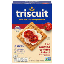 Triscuit Fire Roasted Tomato & Olive Oil Crackers, 8.5 oz. — front package view.