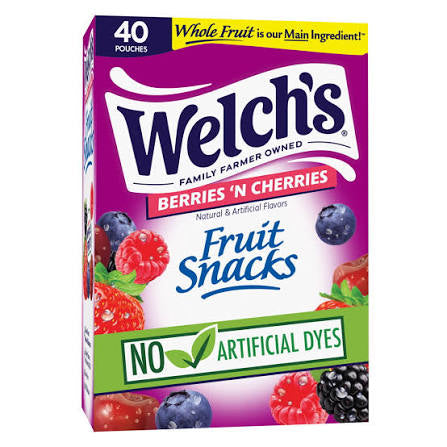 Welch's Berries 'N Cherries Fruit Snacks Family Size, 40 ct. — front package view.