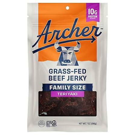 Archer Grass-Fed Mild Teriyaki Beef Jerky Family Size, 7 oz.