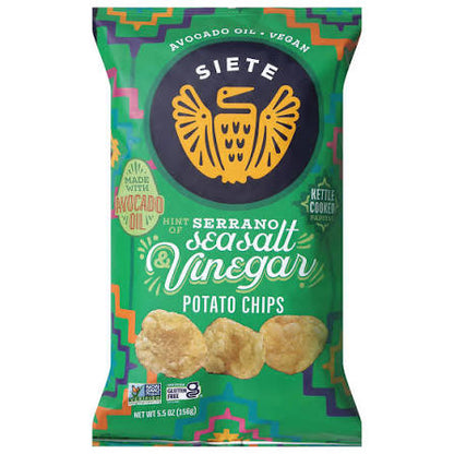 Siete Kettle Cooked Sea Salt & Vinegar Potato Chips, 5.5 oz.