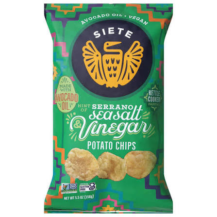Siete Kettle Cooked Sea Salt & Vinegar Potato Chips, 5.5 oz.