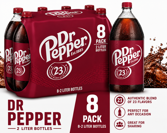 Dr Pepper Original Soda 2-Liter Bulk Bottles (8 ct, 2 L)