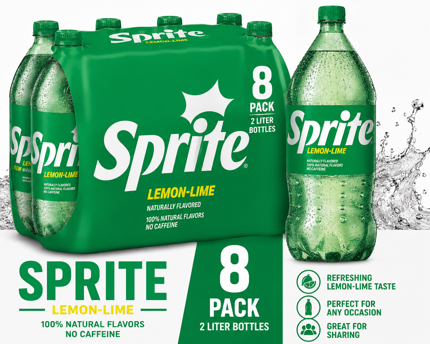 Sprite Lemon Lime Soda 2-Liter Bulk Bottles (8 ct, 2 L)