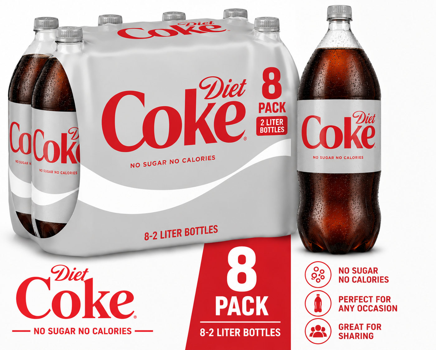 Diet Coke Diet Soda 2-Liter Bulk Bottles (8 ct, 2 L) bulk pack available from Crabtree Supply. Fast local delivery and nationwide shipping.
