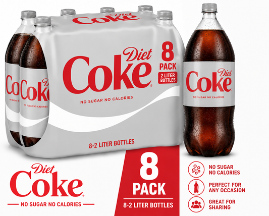 Diet Coke Diet Soda 2-Liter Bulk Bottles (8 ct, 2 L)