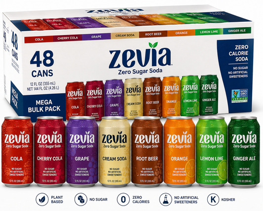 Zevia Zero Calorie Rainbow Pack Mega Bulk Pack (48 ct, 12 oz)