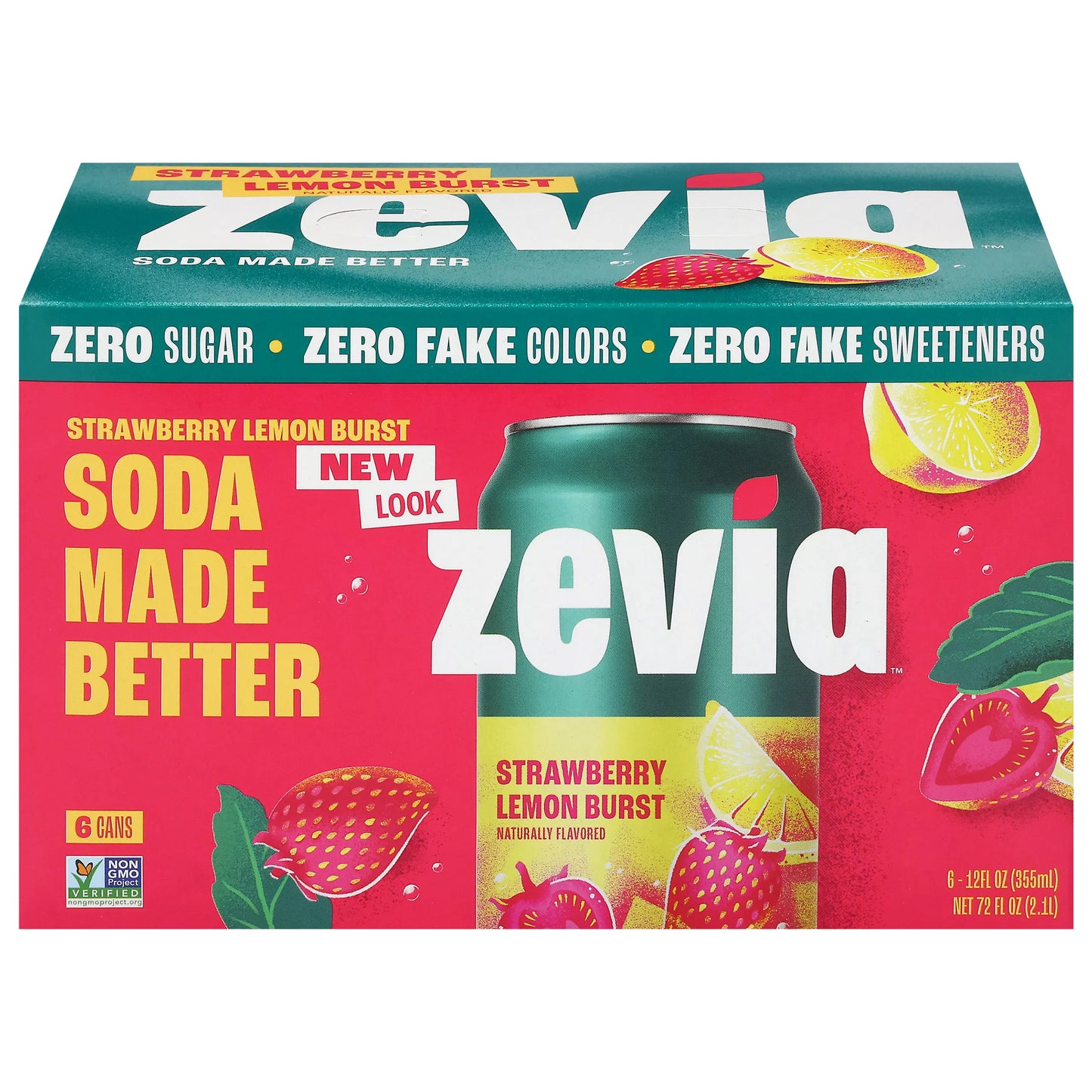 Zevia Zero Sugar Strawberry Lemon Burst Soda 72 fl. oz.