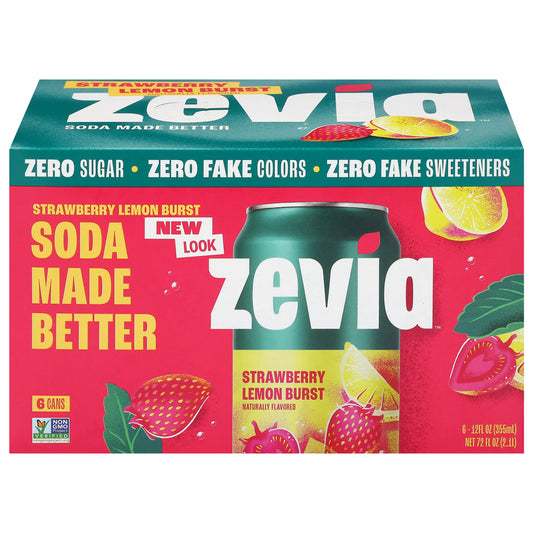 Zevia Zero Sugar Strawberry Lemon Burst Soda 72 fl. oz.