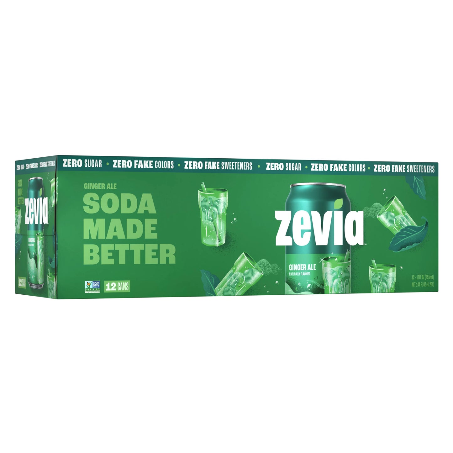 Zevia Soda, Zero Sugar, Ginger Ale 144 fl. oz.