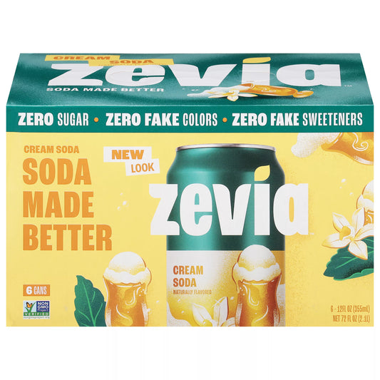Zevia Zero Sugar Cream Soda 6 x 12 fl. oz.
