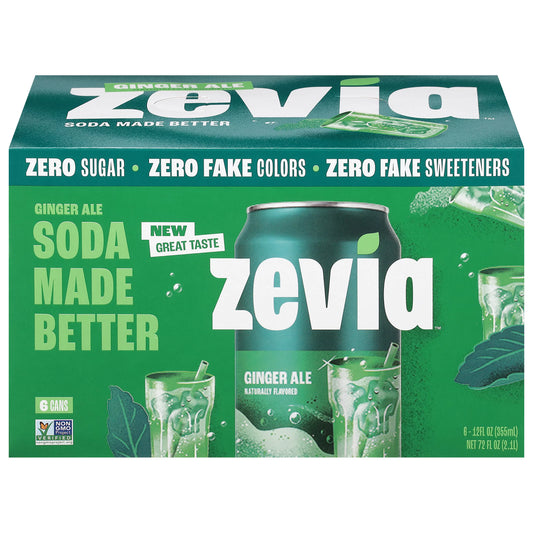 Zevia Zero Sugar Ginger Ale Soda 6 x 12 fl. oz.