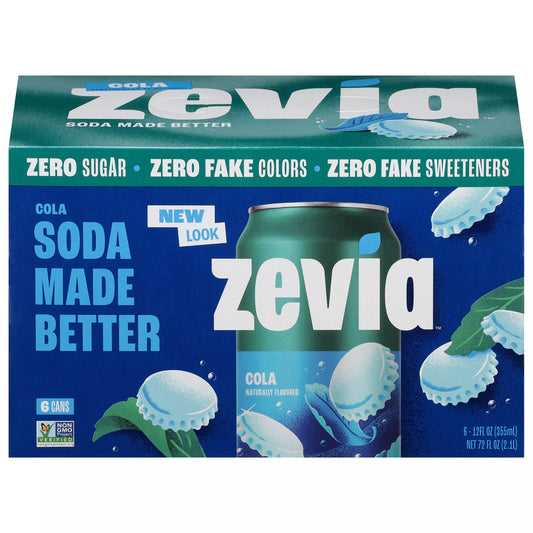 Zevia Zero Sugar Cola Soda 6 x 12 fl. oz.
