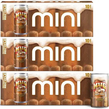Mug Root Beer Mini Cans Club Pack (30 ct, 7.5 oz) bulk pack available from Crabtree Supply. Fast local delivery and nationwide shipping.
