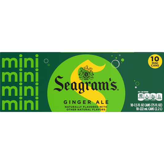 Seagrams Ginger Ale Ginger Ale 10 x 7.5 fl. oz. bulk pack available from Crabtree Supply. Fast local delivery and nationwide shipping.
