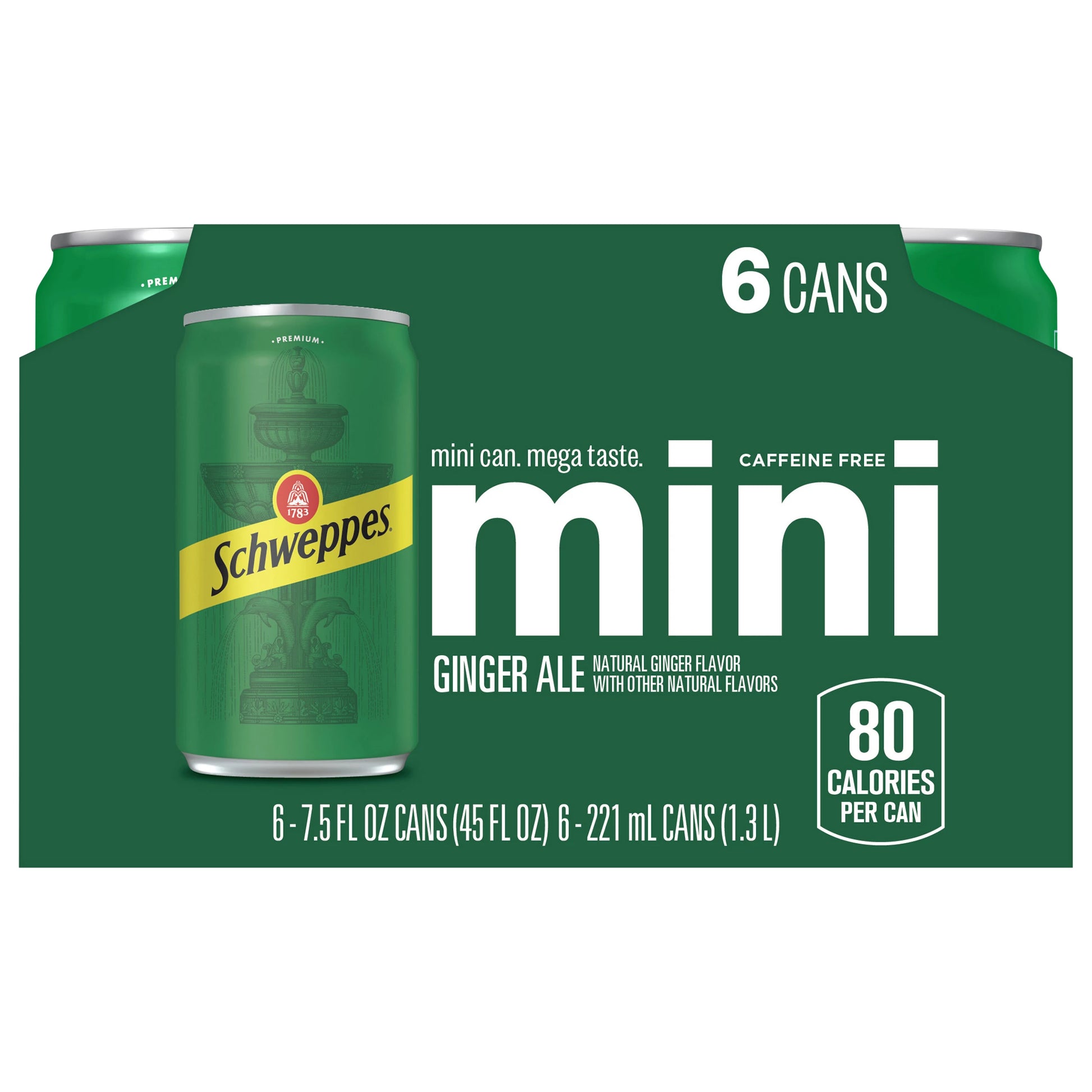 Schweppes Caffeine Free Mini Ginger Ale 6 x 7.5 fl. oz. bulk pack available from Crabtree Supply. Fast local delivery and nationwide shipping.
