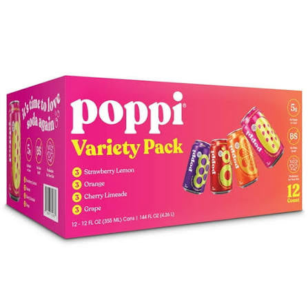 Poppi Prebiotic Soda Variety Pack (12 ct, 12 oz) bulk pack available from Crabtree Supply. Fast local delivery and nationwide shipping.