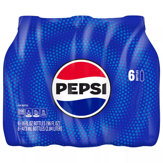Pepsi Soda 6 x 16 fl. oz. bulk pack available from Crabtree Supply. Fast local delivery and nationwide shipping.