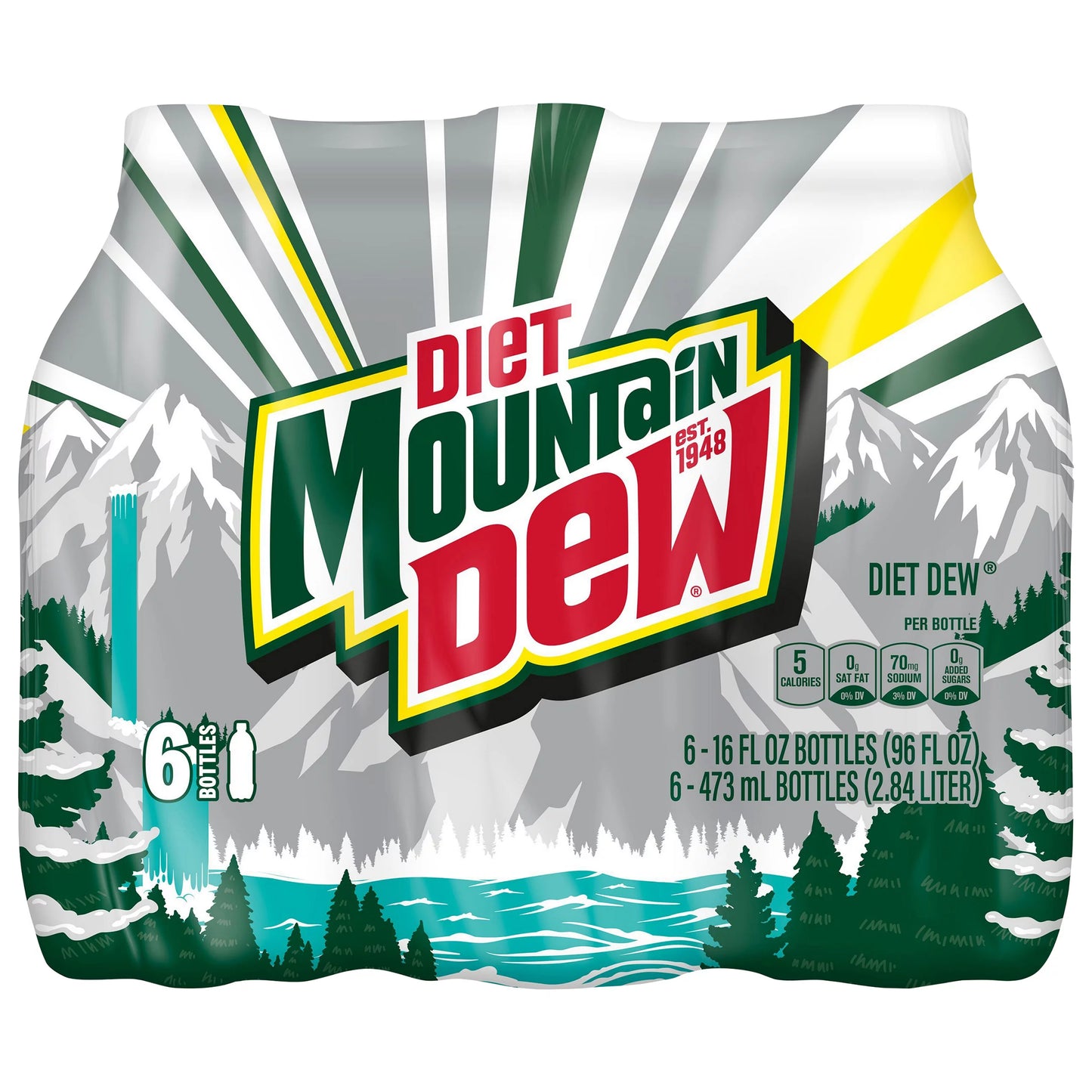 Diet Mountain Dew Soda 6 x 16 fl. oz. bulk pack available from Crabtree Supply. Fast local delivery and nationwide shipping.