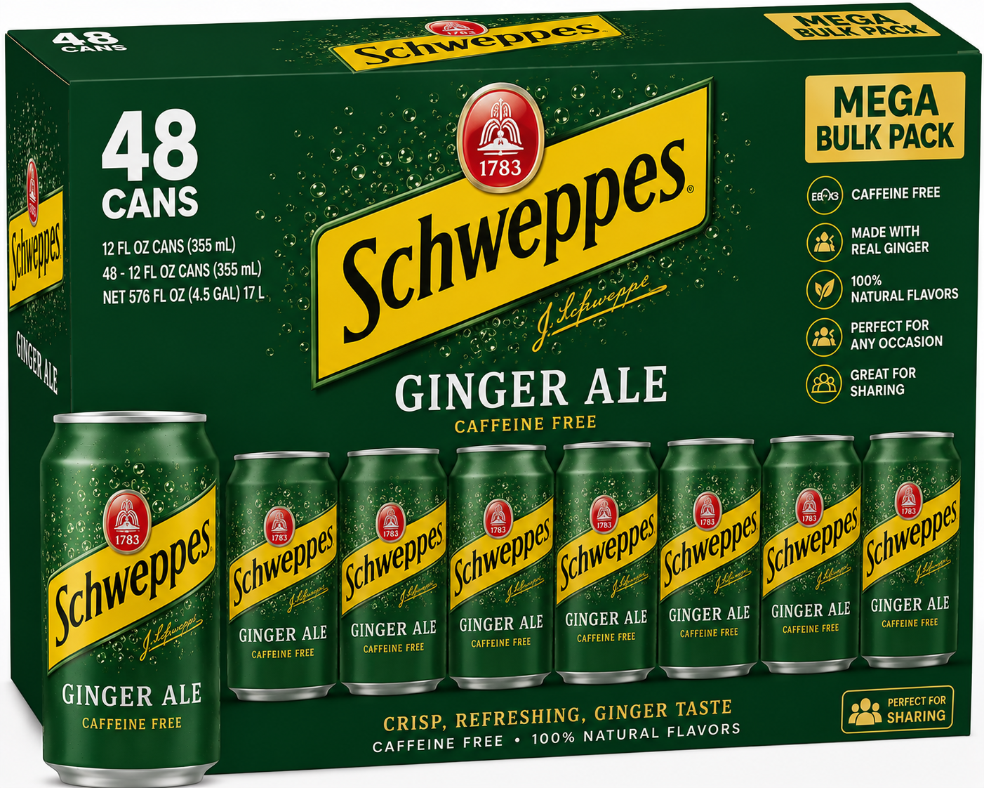 Schweppes Ginger Ale Mega Bulk Pack (48 ct, 12 oz) bulk pack available from Crabtree Supply. Fast local delivery and nationwide shipping.