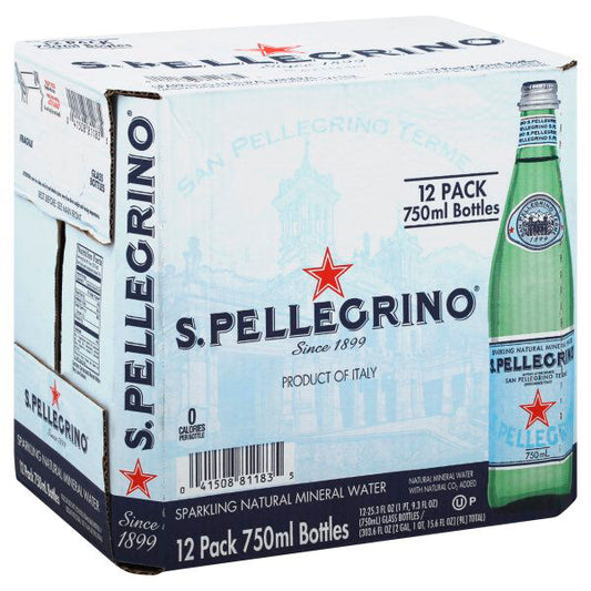 S.Pellegrino Natural Sparkling Mineral Water, case of 12 x 25.3 fl. oz. bottles