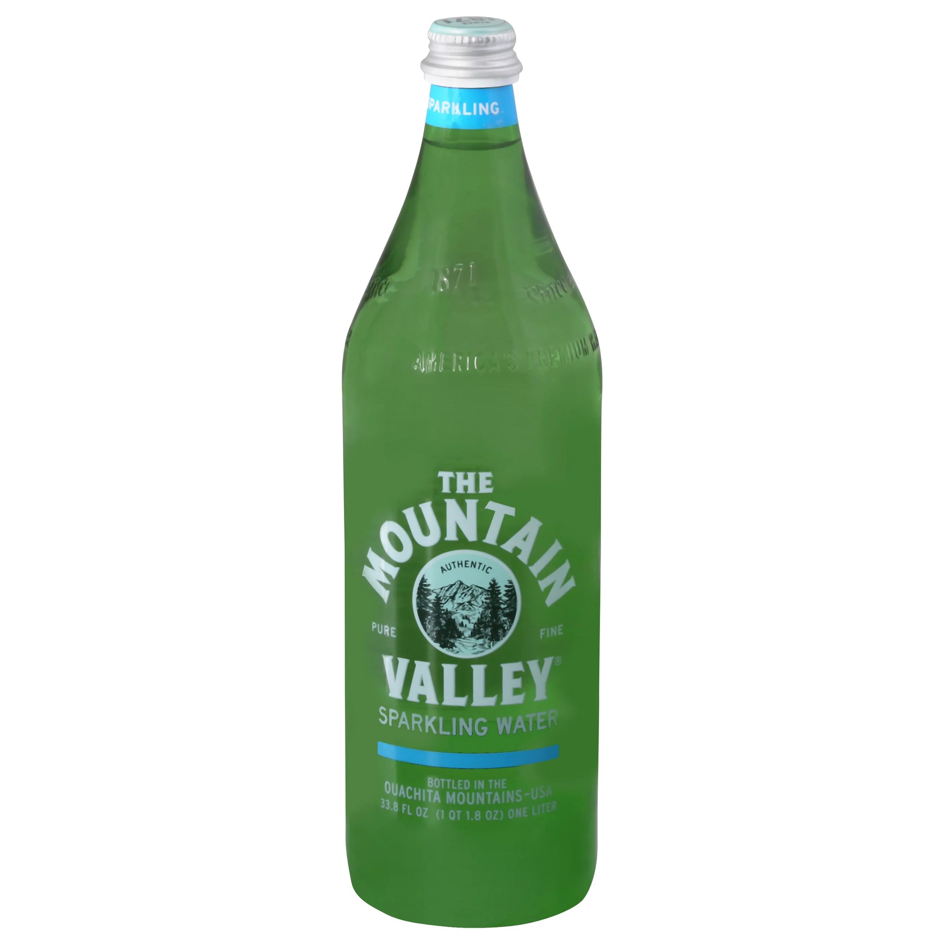 The Mountain Valley Sparkling Water, Pure, Fine, Authentic 33.8 fl. oz. bottle