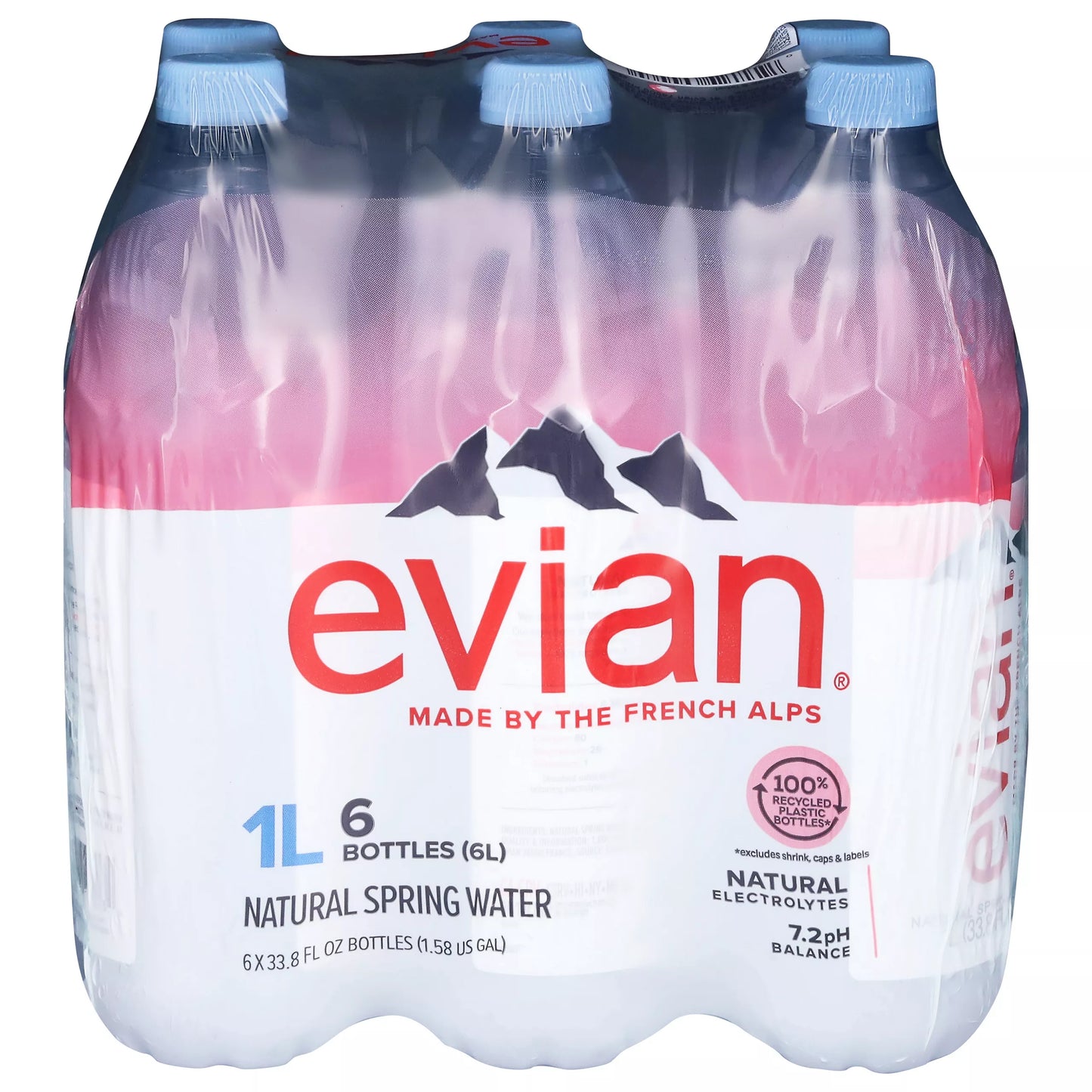 Evian Natural Spring Water, case of 6 x 1 liter bottles