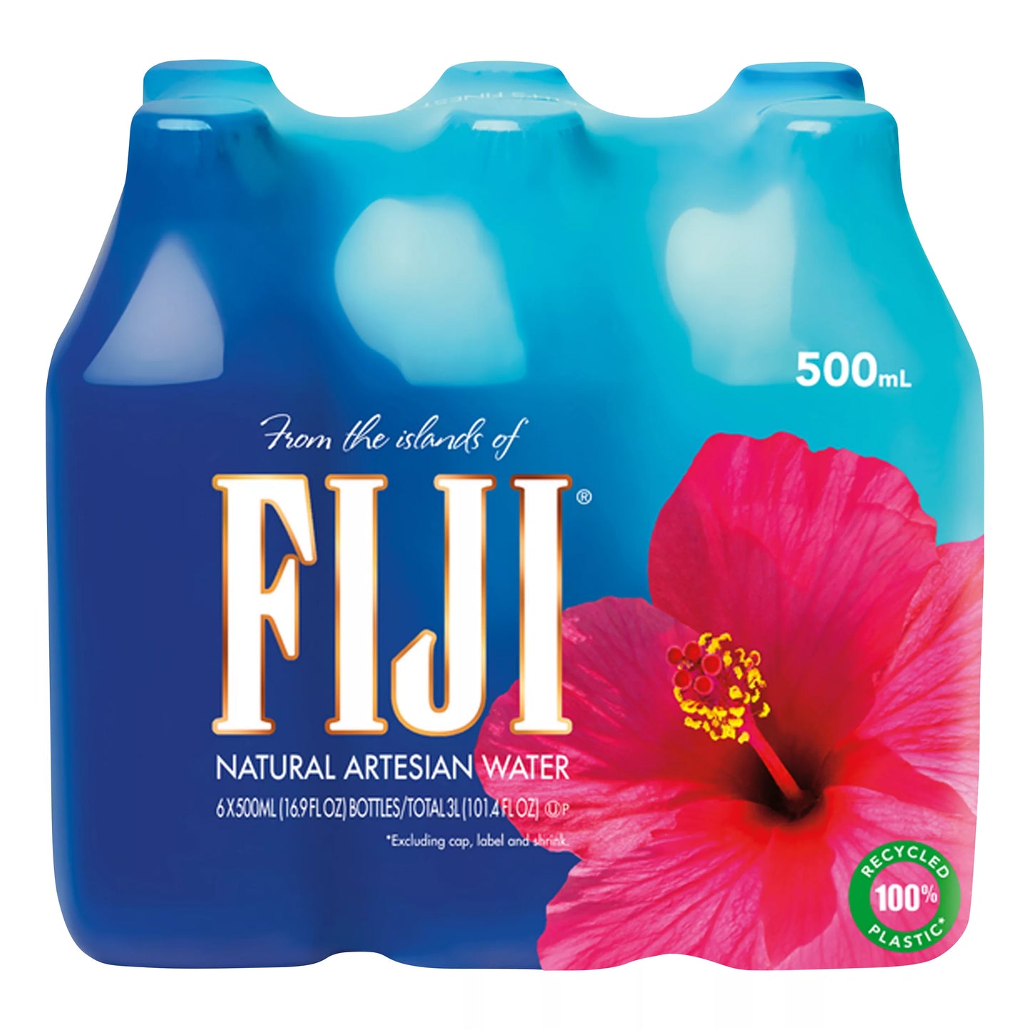 FIJI Natural Artesian Bottled Water, 6 pack of 16.9 fl. oz. bottles
