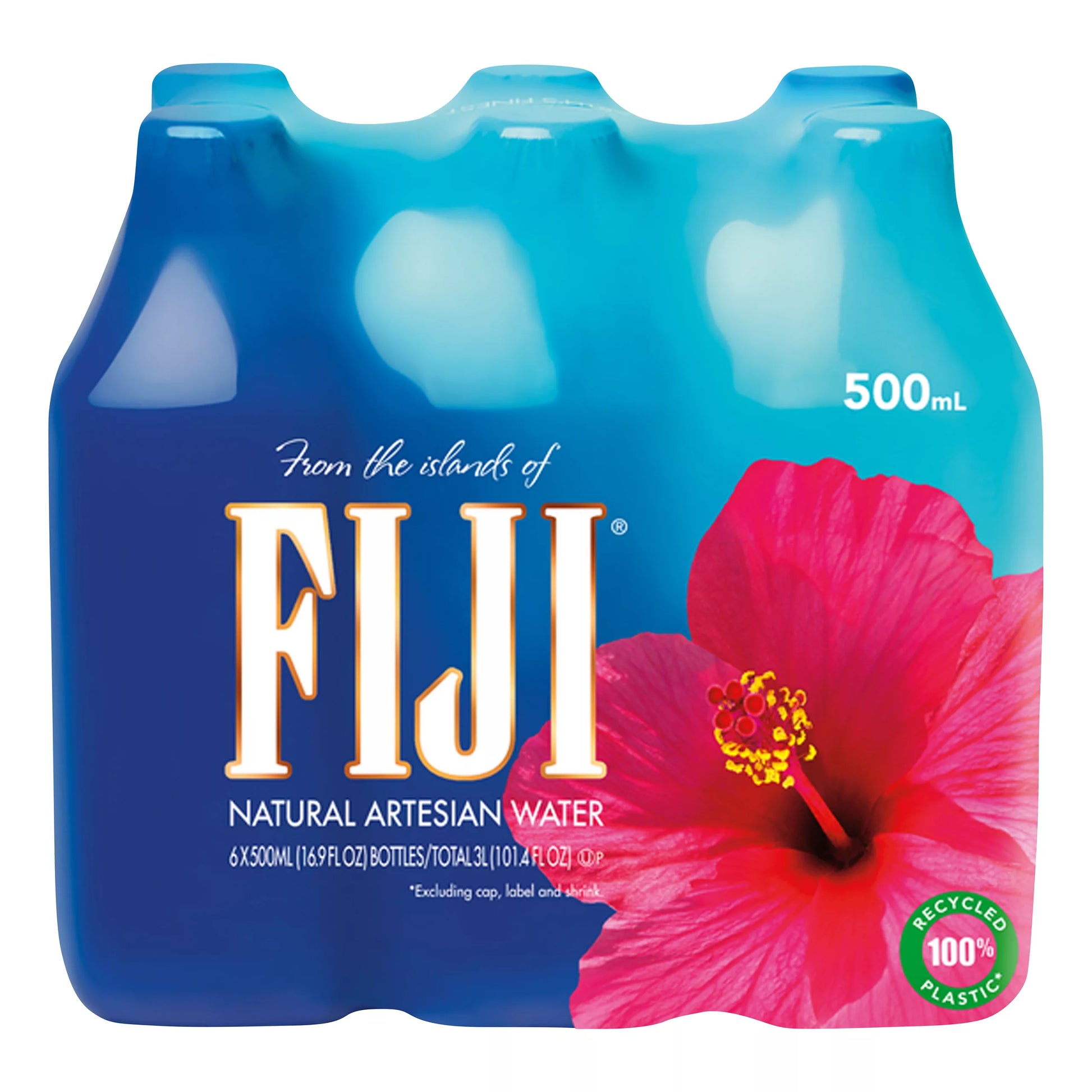 FIJI Natural Artesian Bottled Water, 6 pack of 16.9 fl. oz. bottles