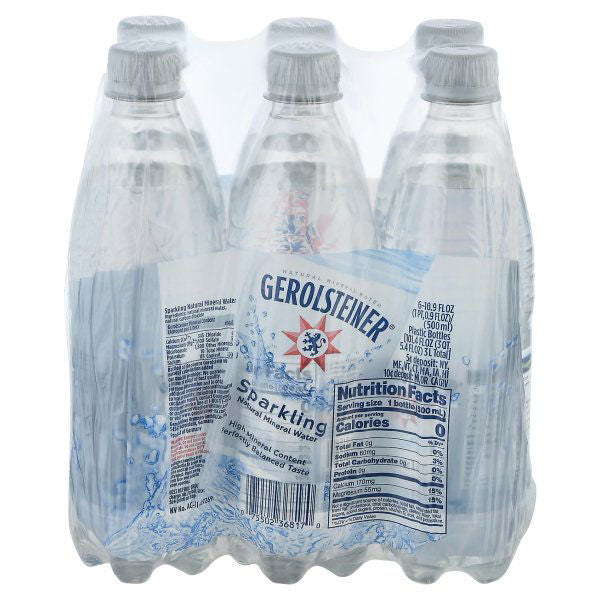 Gerolsteiner Natural Sparkling Mineral Water, 6 pack of 16.9 fl. oz. bottles