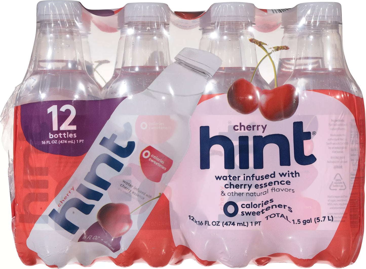 Hint Cherry Bottled Water, case of 12 x 16 fl. oz. bottles