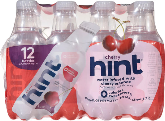 Hint Cherry Bottled Water, case of 12 x 16 fl. oz. bottles