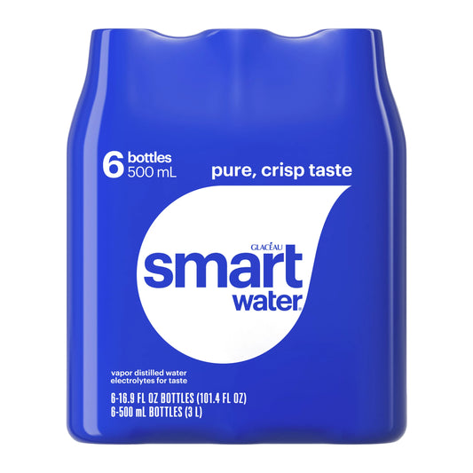 smartwater Water Bottles, 6 pack of 16.9 fl. oz. bottles