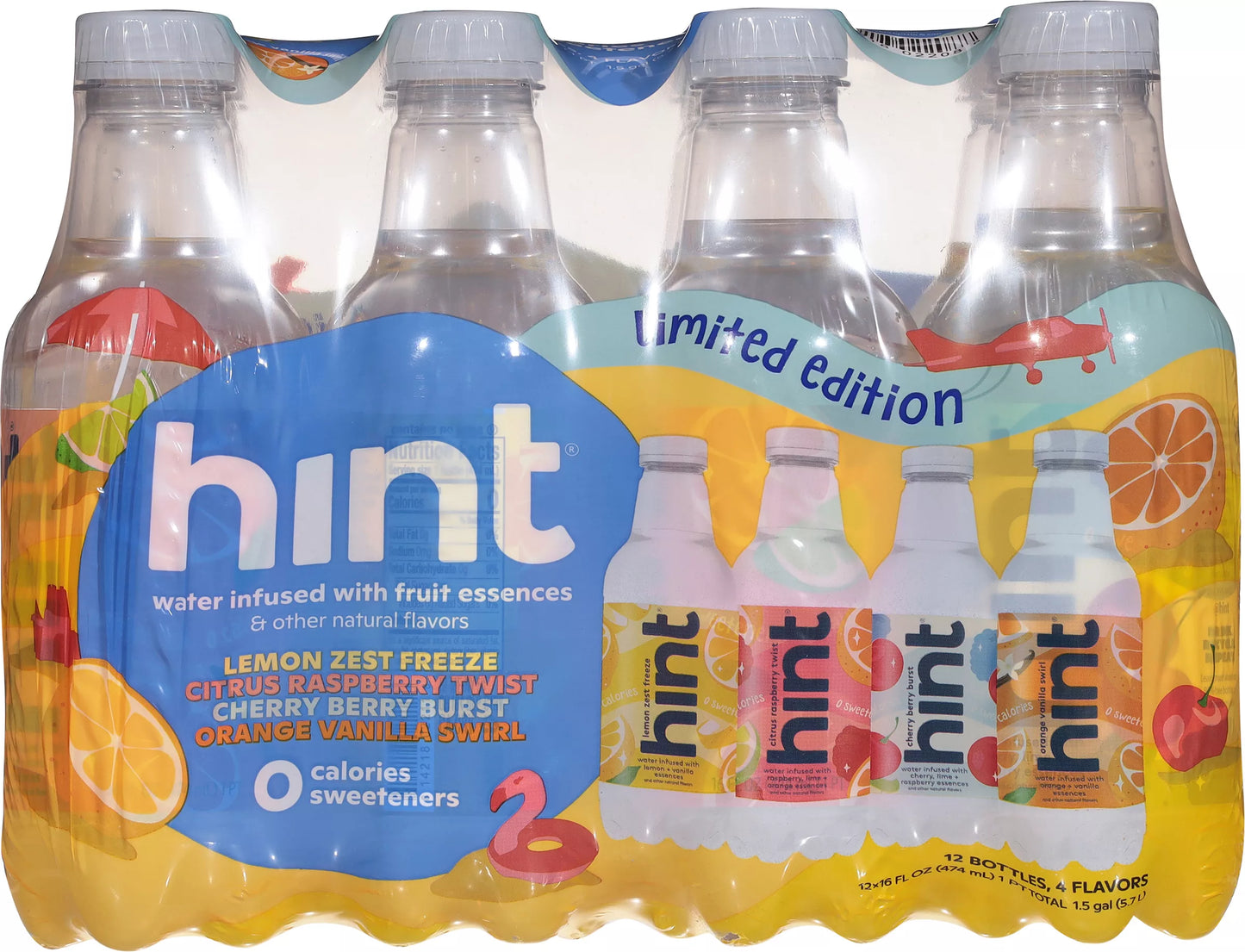 Hint Bottled Water 4-Flavor Summer Variety Pack 1.5 gallon