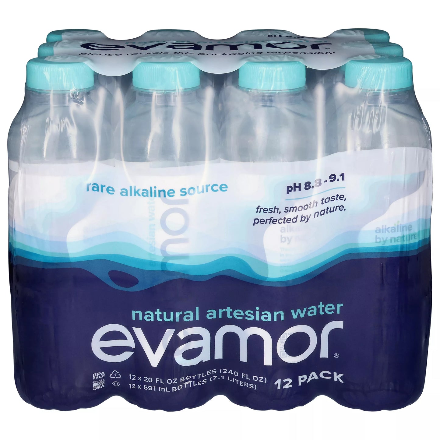 Evamor Natural Artesian Water, case of 12 x 20 fl. oz. bottles