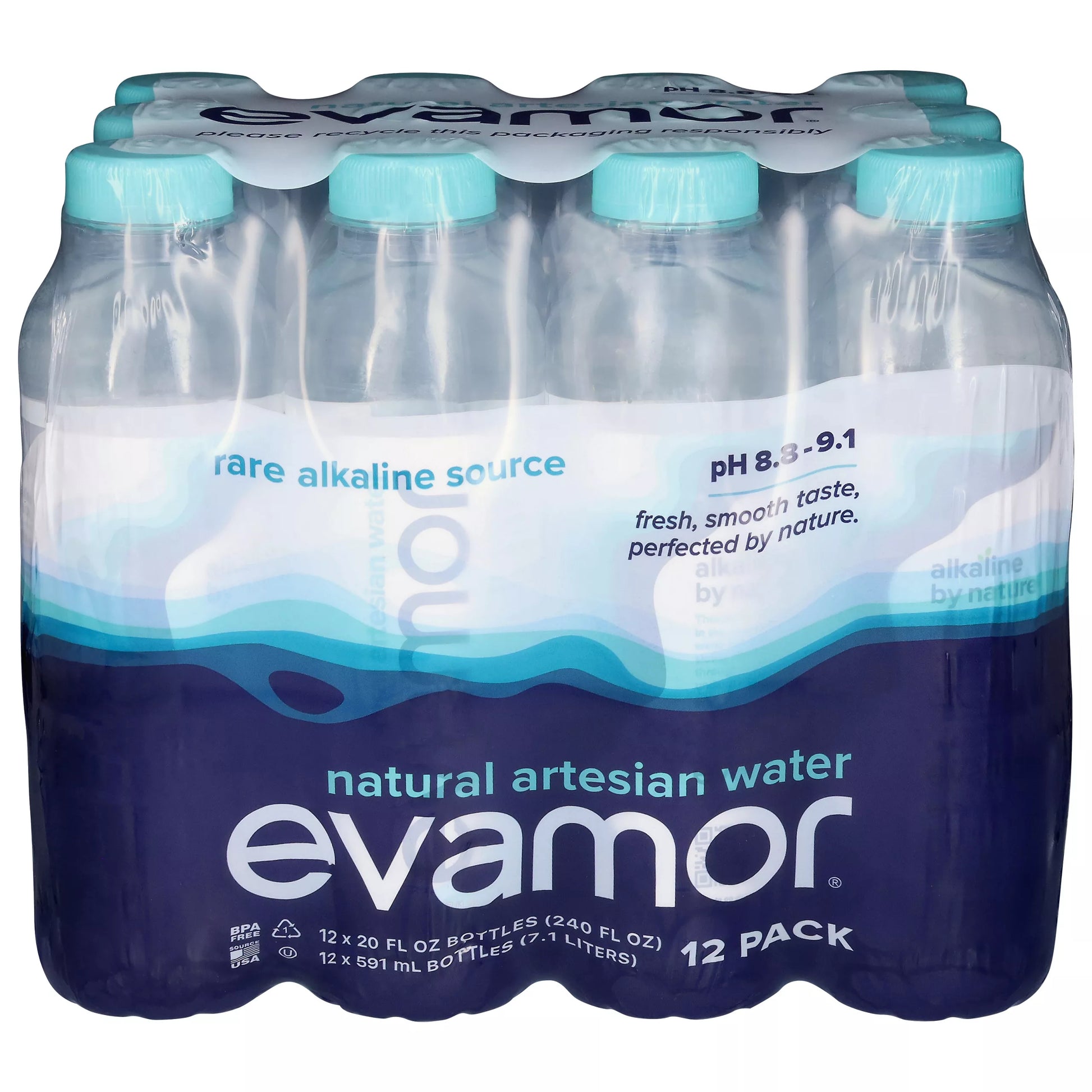 Evamor Natural Artesian Water, case of 12 x 20 fl. oz. bottles
