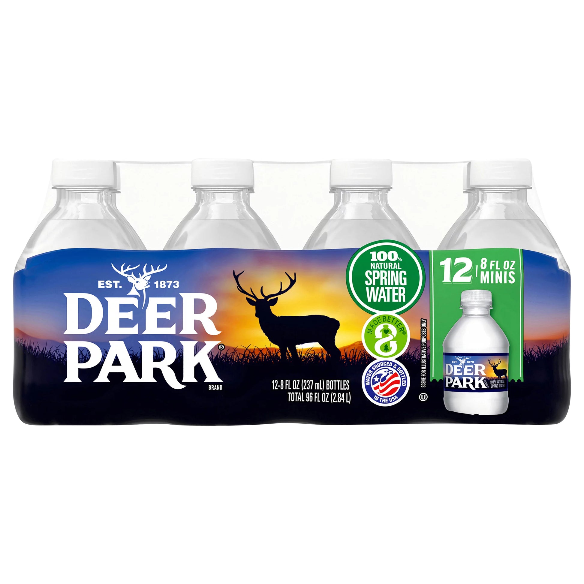 Deer Park 100% Natural Minis Spring Water, case of 12 x 8 fl. oz. bottles