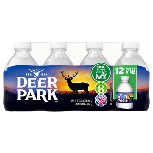 Deer Park 100% Natural Minis Spring Water, case of 12 x 8 fl. oz. bottles