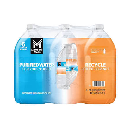 Member's Mark Purified Water, case of 6 x 1 gallon jugs