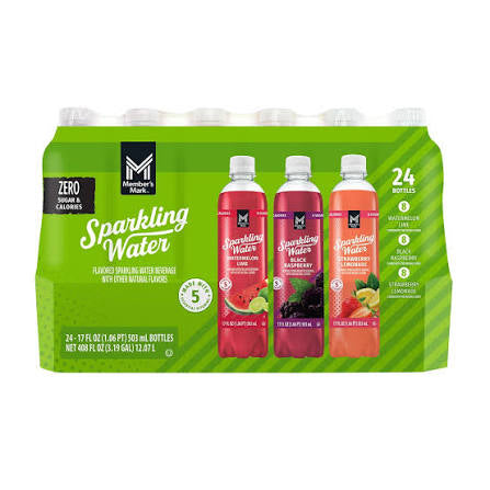 Member's Mark Sparkling Water Variety Pack, 24 pack of 17 fl. oz. bottles