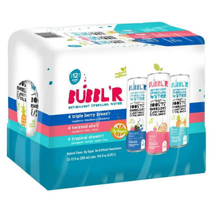 BUBBL'R Sparkling Water Variety Pack, 12 pack of 12 fl. oz. cans