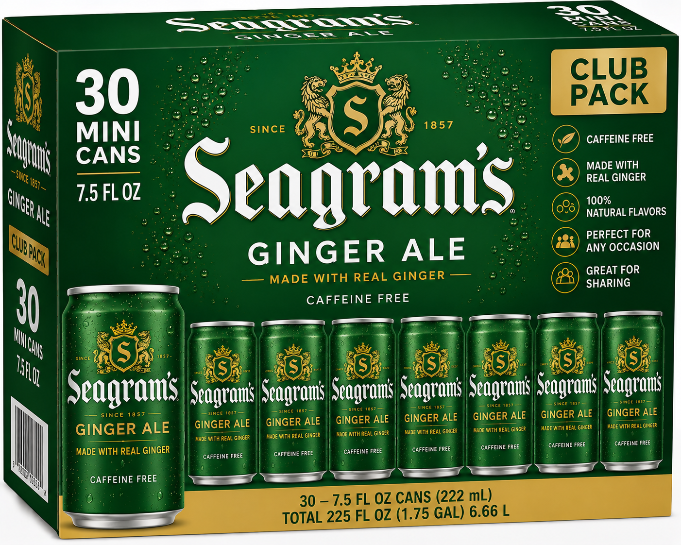Seagram's Ginger Ale Mini Cans Club Pack (30 ct, 7.5 oz)