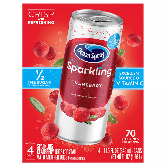 Ocean Spray Juice Cocktail, Cranberry, Sparkling, 46 fl. oz. bottle