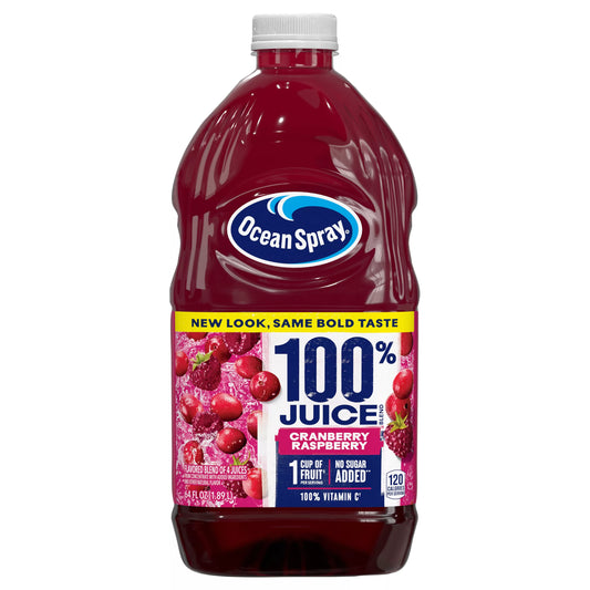 Ocean Spray 100% Juice, Cranberry Raspberry, 64 fl. oz. bottle