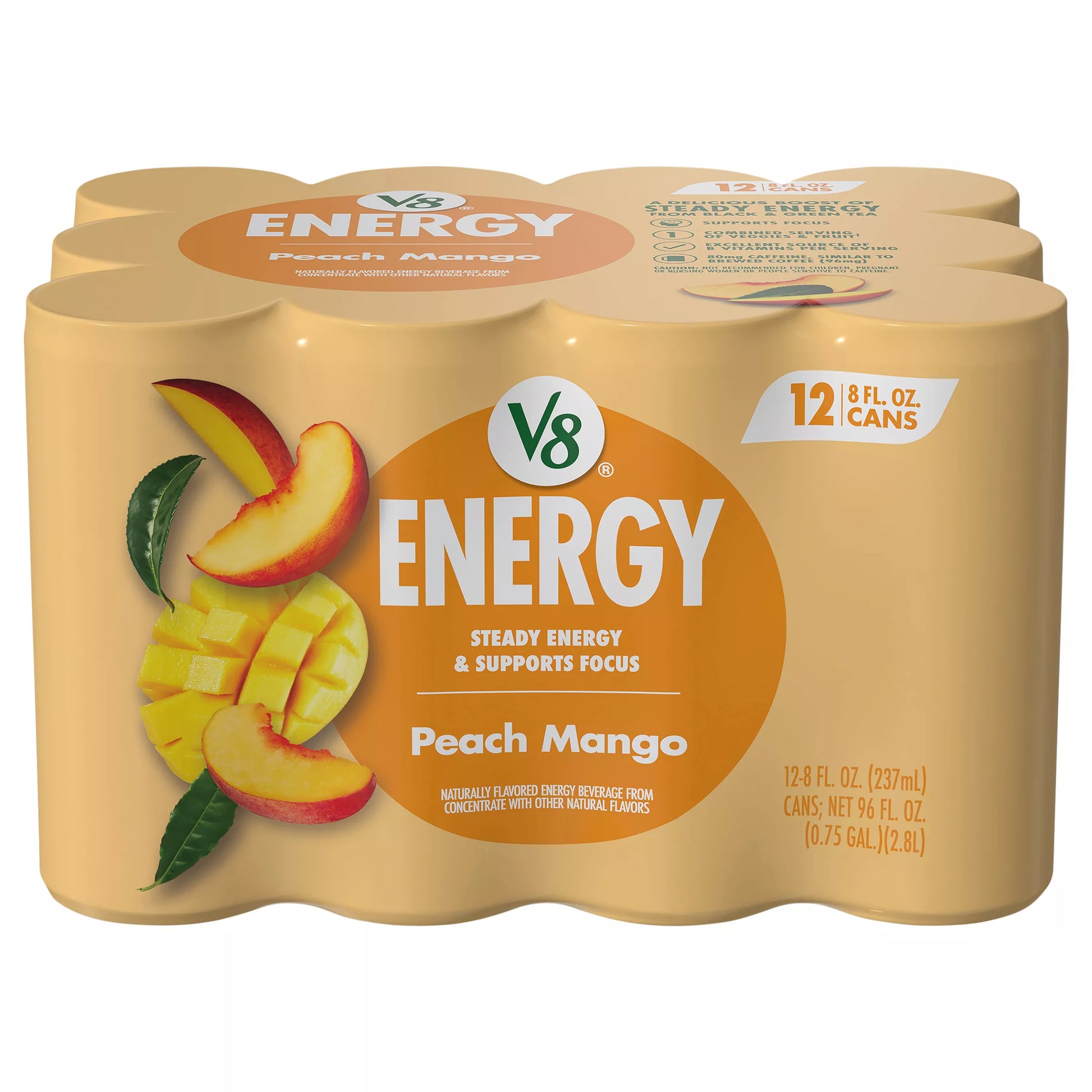 V8 Energy Peach Mango Energy Beverage, 96 fl. oz.