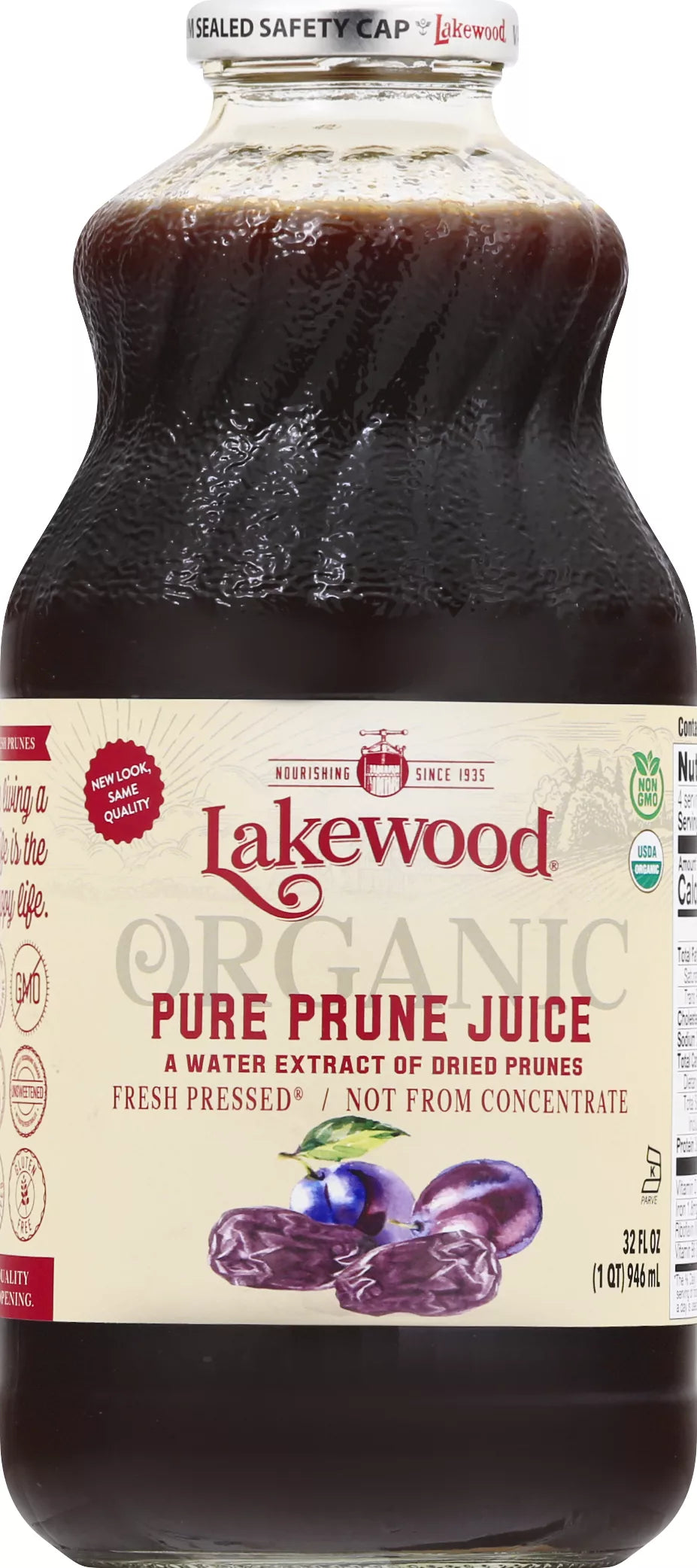 Lakewood Juice, Organic, Pure Prune, Fresh Pressed, 32 fl. oz.