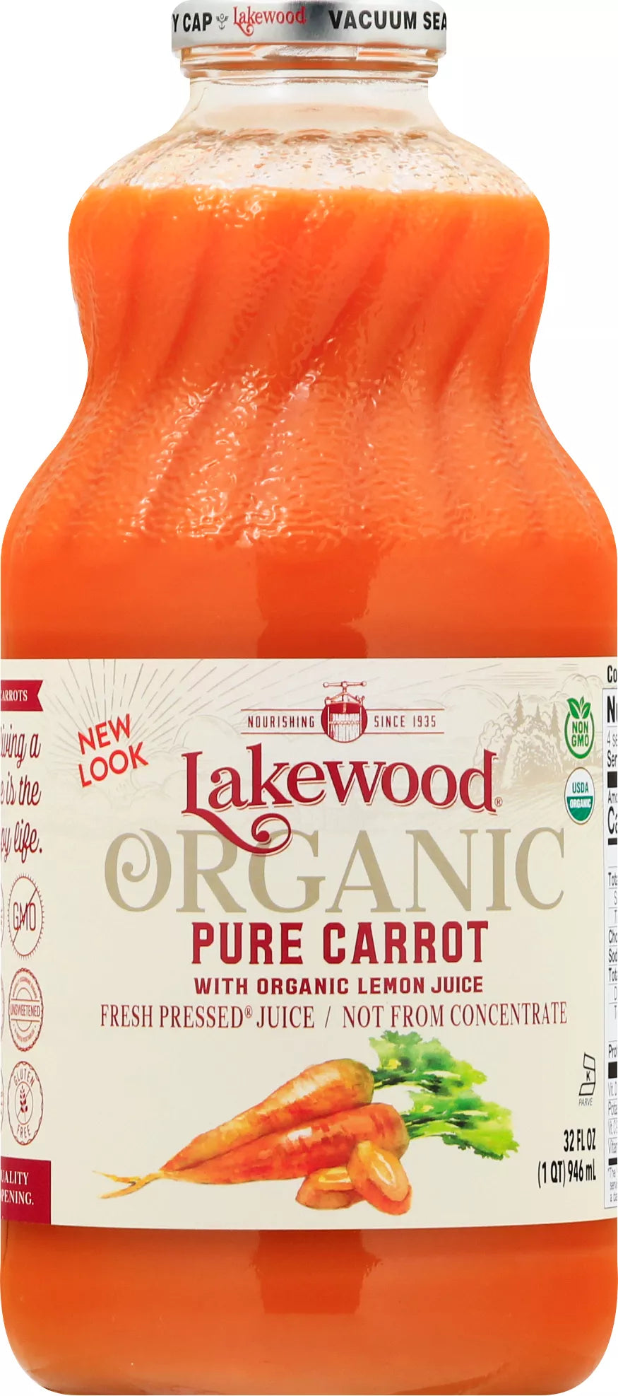 Lakewood Pressed Juice, Organic, Pure Carrot, 32 fl. oz.
