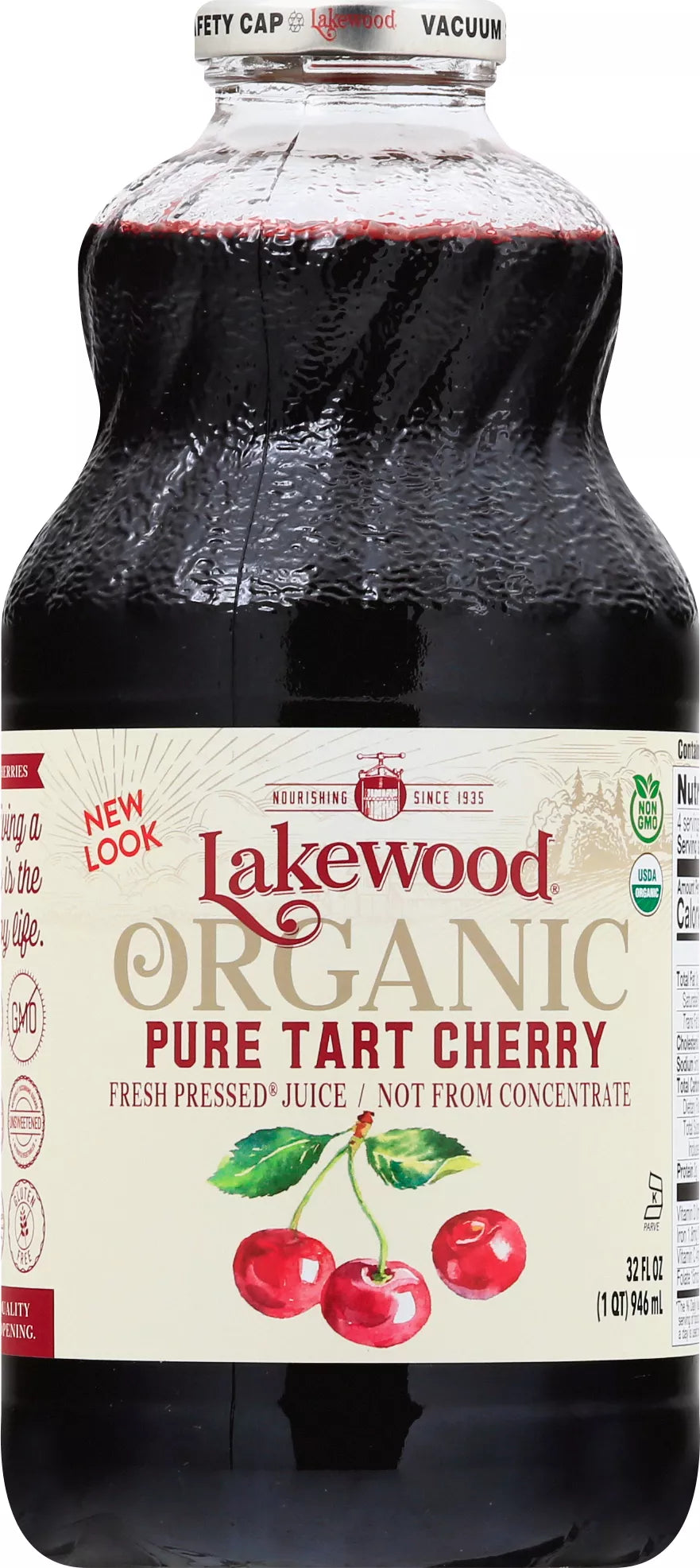 Lakewood Pressed Juice, Organic, Pure Tart Cherry, 32 fl. oz.