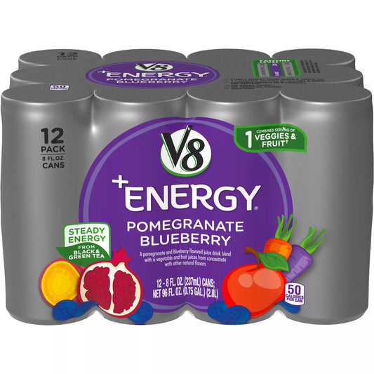 V8 +Energy Pomegranate Blueberry Healthy Energy Drink, 96 fl. oz.