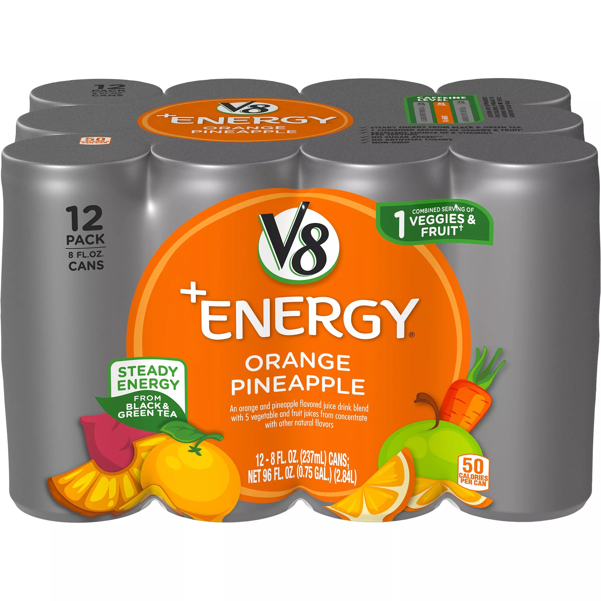 V8 +Energy Orange Pineapple Healthy Energy Drink, 96 fl. oz.