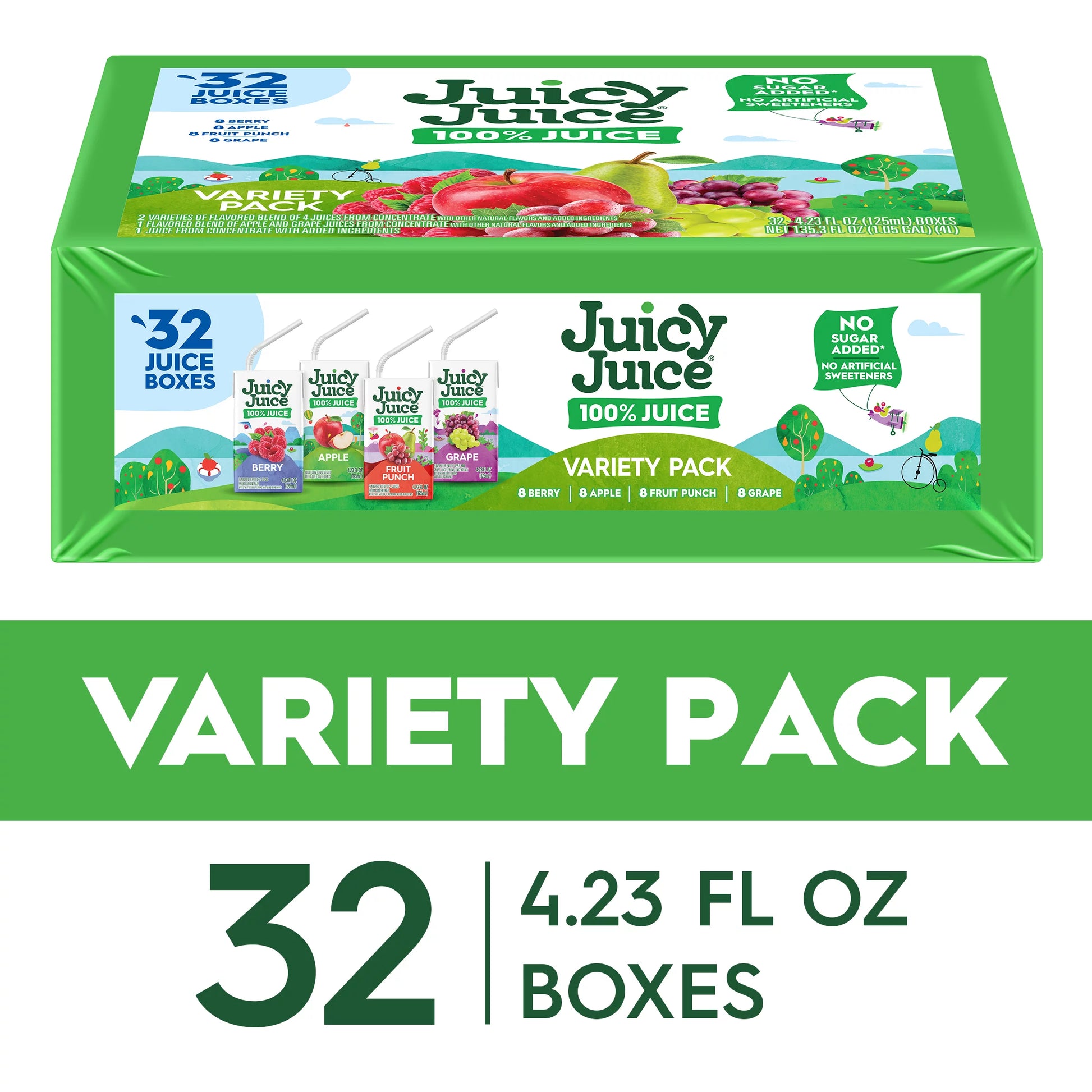Juicy Juice 100% Juice Variety Pack, 32 Count, 4.23 fl. oz. Boxes, 135.3 fl. oz. Juicy Juice package